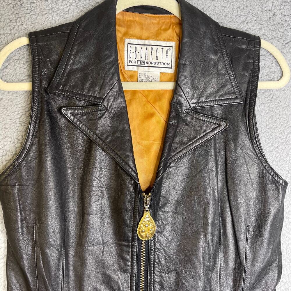 Vintage Leather Vest Womens Medium BB DAKOTA by BP NORDSTROM Black - Picture 9 of 16